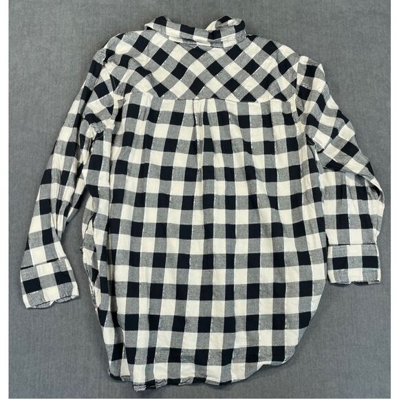 Oversized Buffalo Check Button Down Shirt Lane Bryant Women 18/20 Black White‎ - Picture 8 of 9